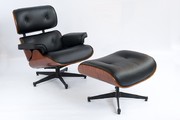 Житомер Крісло Eames Lounge Chair & Ottoman Чорно-біла Шкіра Поні Клас